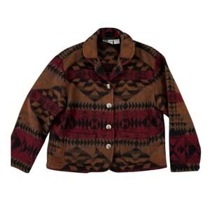 Vintage 90s Aztec Western Jacket Womens Small Wool Blend Hokus Pokus Cowgirl